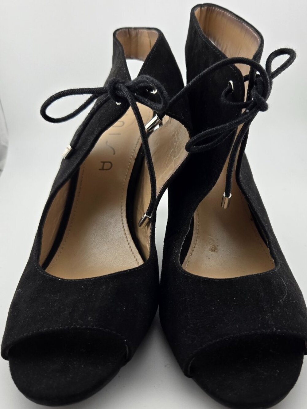 Unisa Black Peep Toe Lace Up Slingback Heels Women’s 8.5